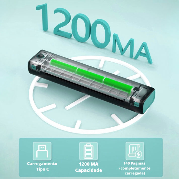 Impressora A4 Thermal Portátil Wireless