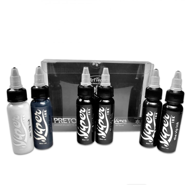 Viper Ink-Set 6 Tintas 30ml Preto E Cinza