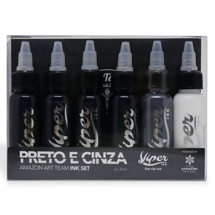 Viper Ink-Set 6 Tintas 30ml Preto E Cinza