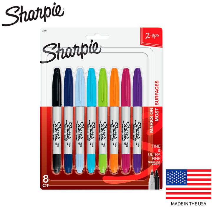 Kit 8 Sharpie Twin Ponta Dupla Sortidas