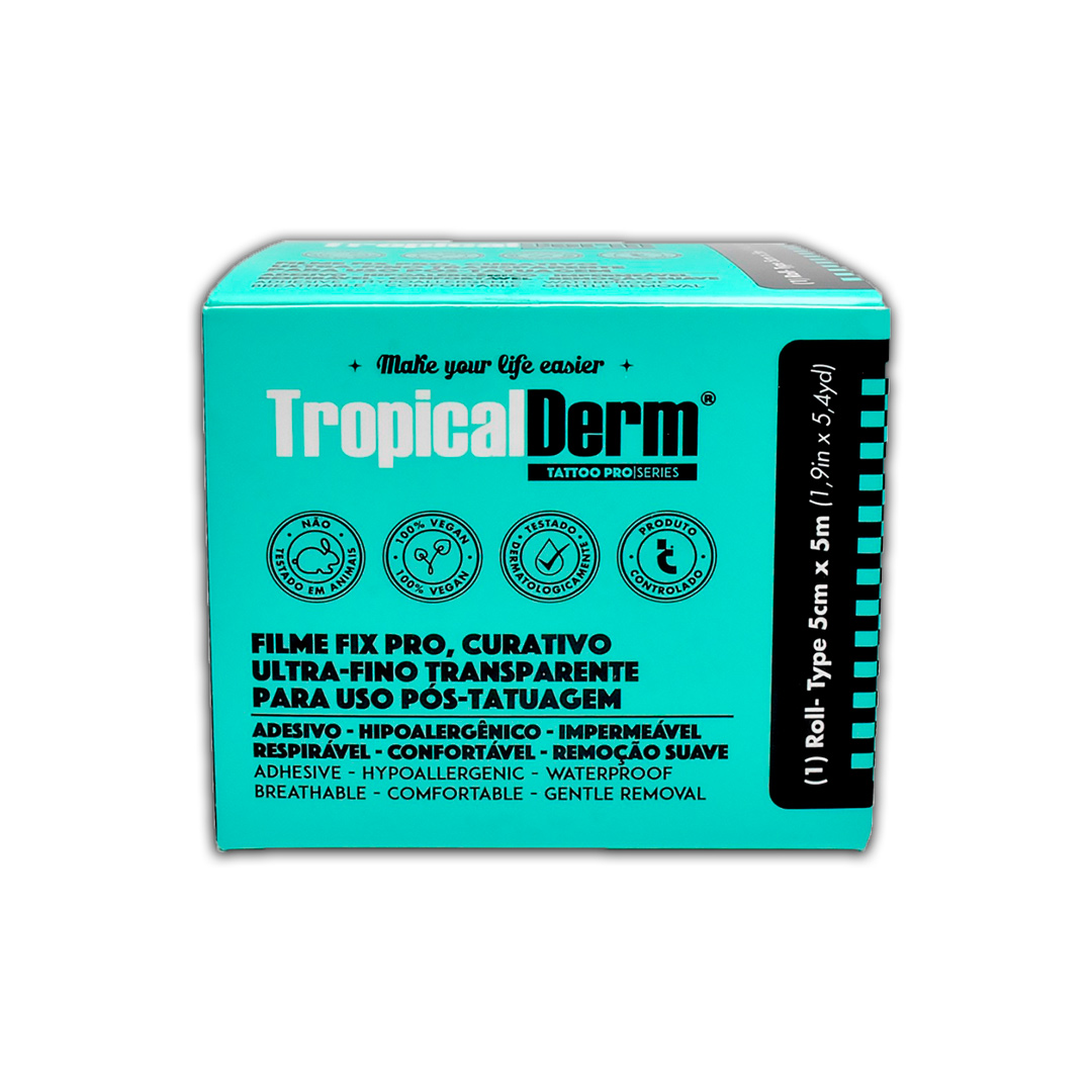 TropicalDerm Filme Fix Pro 2.0 Transparente - Rolo 5mt x 5cm