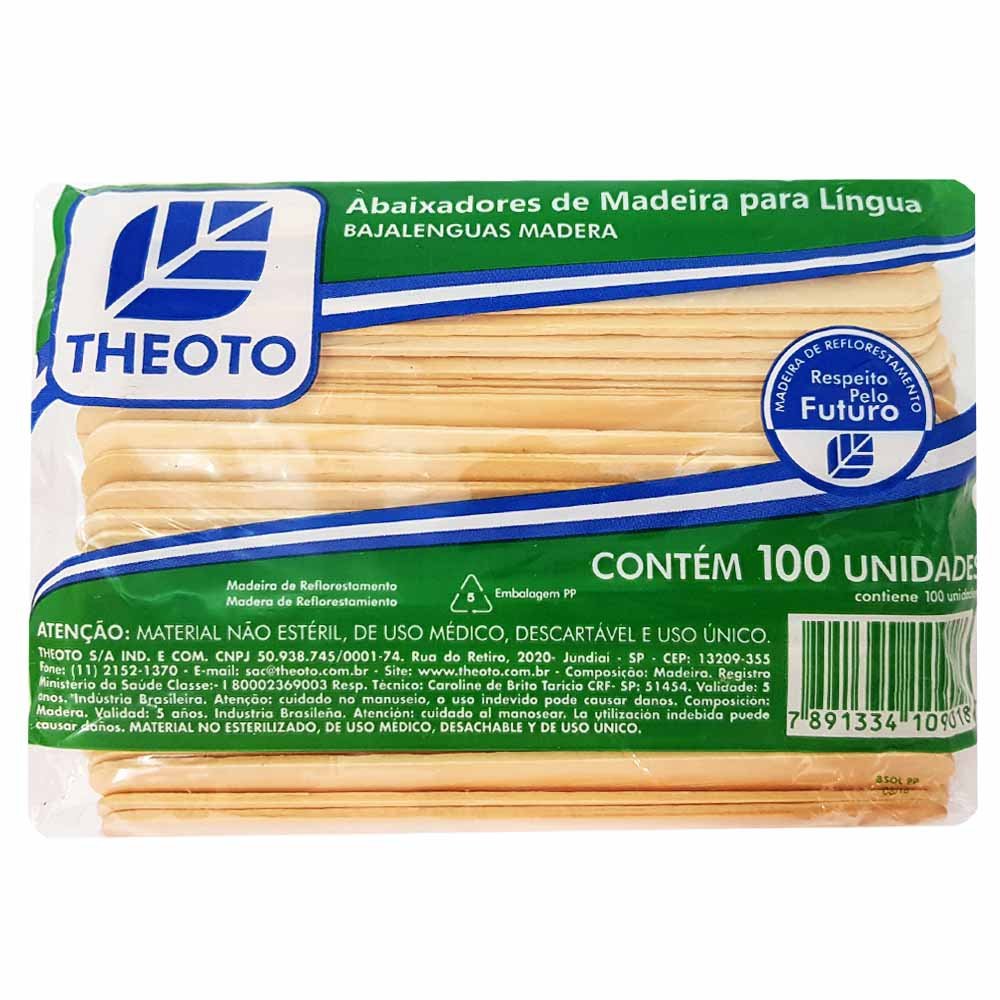 Espátula Abaixador de Língua - Palito 100 Unidades