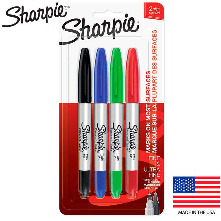 Kit 4 Sharpie Twin Ponta Dupla 4 cores